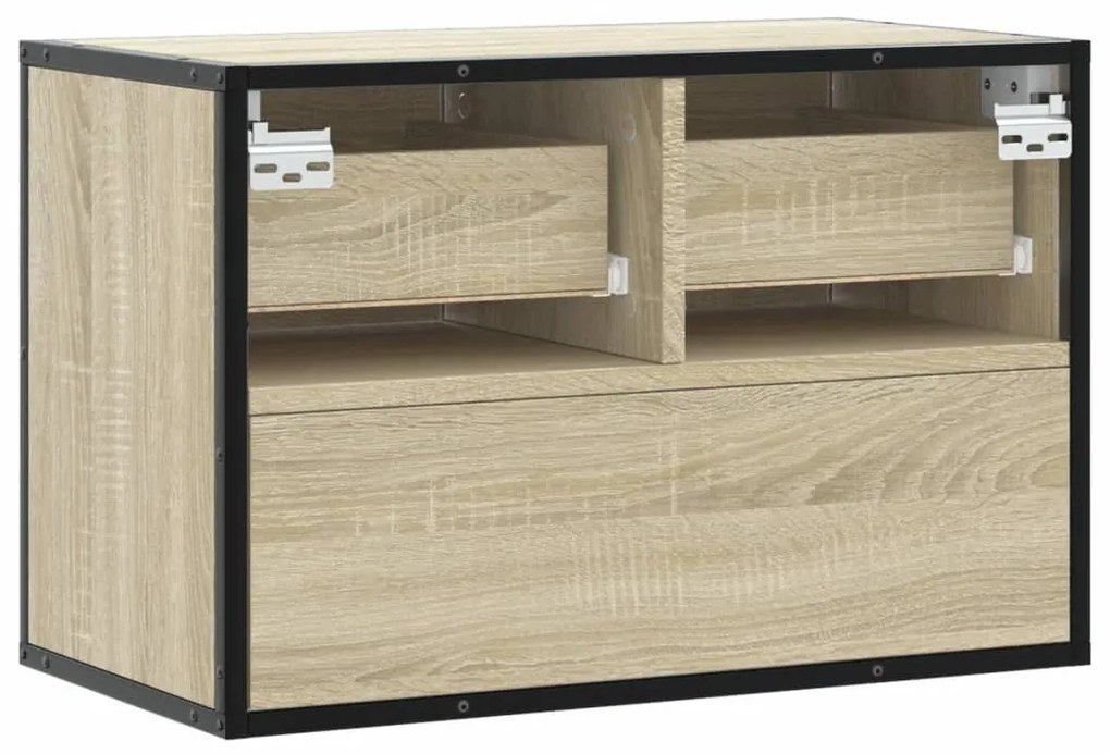 sonoma tölgy színű szerelt fa és fém TV-szekrény 60x31x39,5 cm