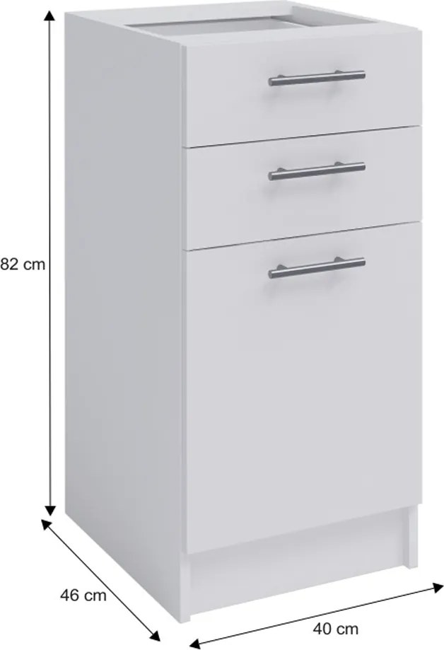 kombinált alsószekrény, fehér, FABIANA S-40SZ2