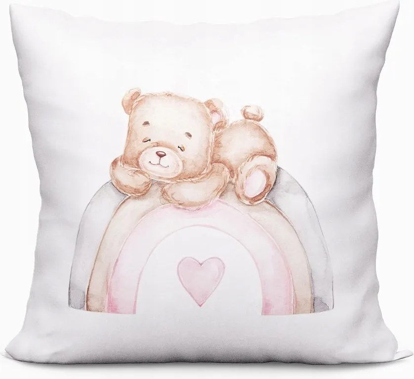 Dekoratív párnahuzat Mackó 40x40 bársony fehér alvó maci