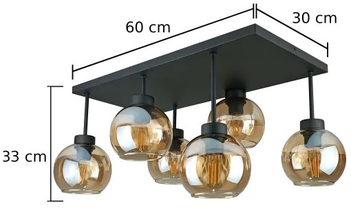 Felületre szerelhető csillár  NESSA 6xE27/60W/230V fekete/füstös bézs