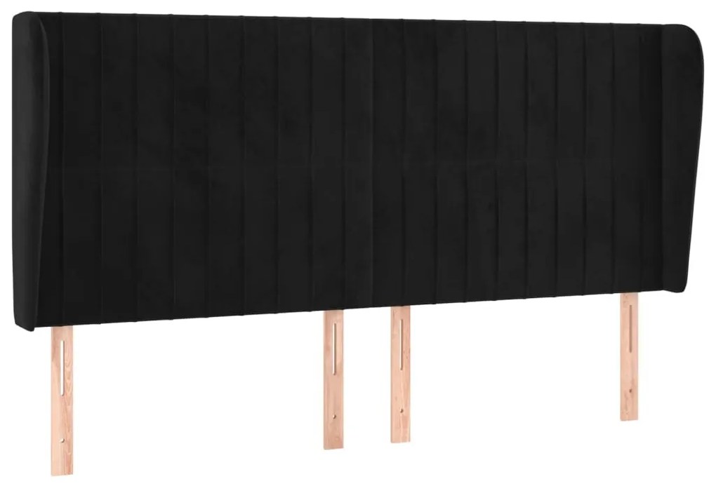 fekete bársony fejtámla szárnyakkal 163 x 23 x 118/128 cm