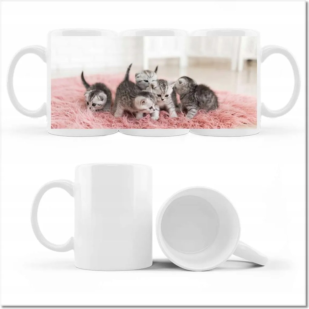 Nyomott mintás bögre Öt kis cica