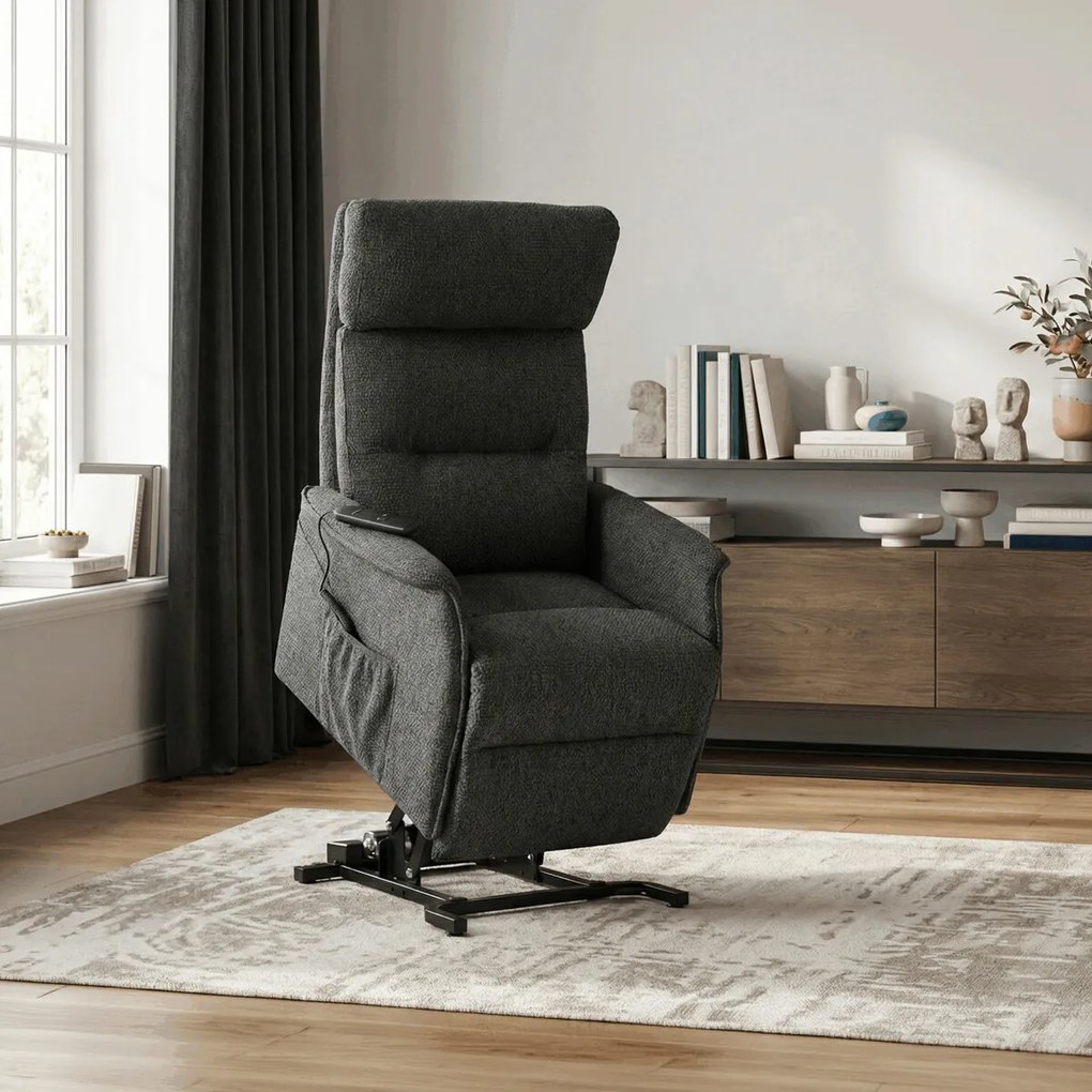 Szürke elektromos relaxfotel kábeles vezérléssel, szövet kárpitozással, TV-L8960 GREY2