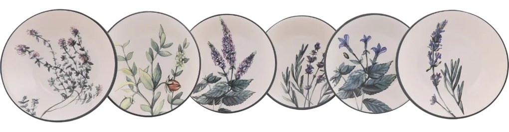 Herbal kőagyag mély tányér szett 6 db, 18 cm