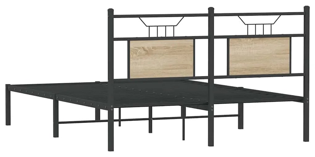 sonoma tölgy színű szerelt fa ágykeret matrac nélkül 140x190 cm