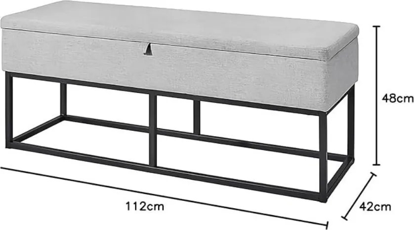 Pad tárolóhellyel TAURO 112x48 cm, szürke