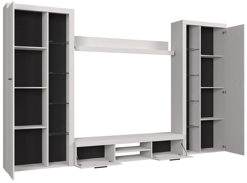 Nappali bútorsor Rokara XL (fehér + világos beton) (fehér LED világítás). 1058320