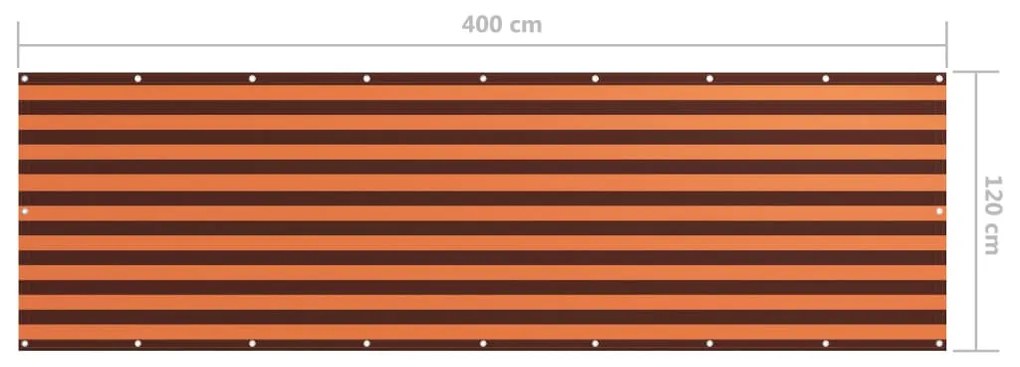 Narancssárga-barna oxford-szövet erkélyparaván 120 x 400 cm