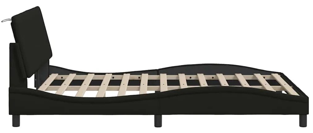 fekete szövet ágykeret matrac nélkül Hanko 140x200 cm