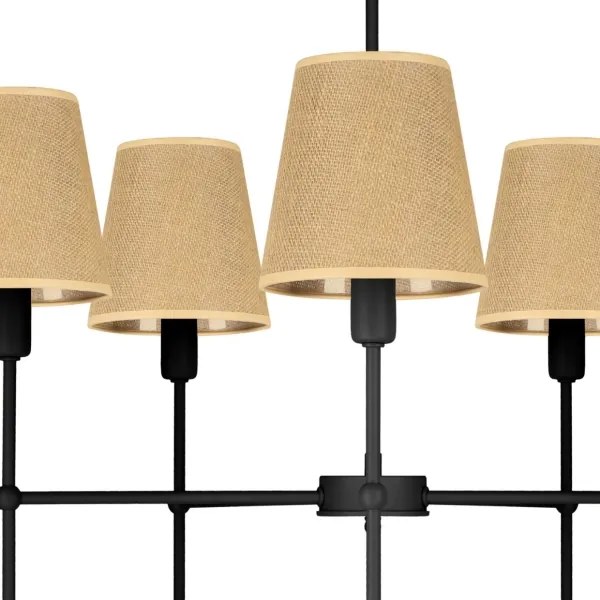 Rúdos csillár MADELA 5xE14/40W/230V juta/fekete