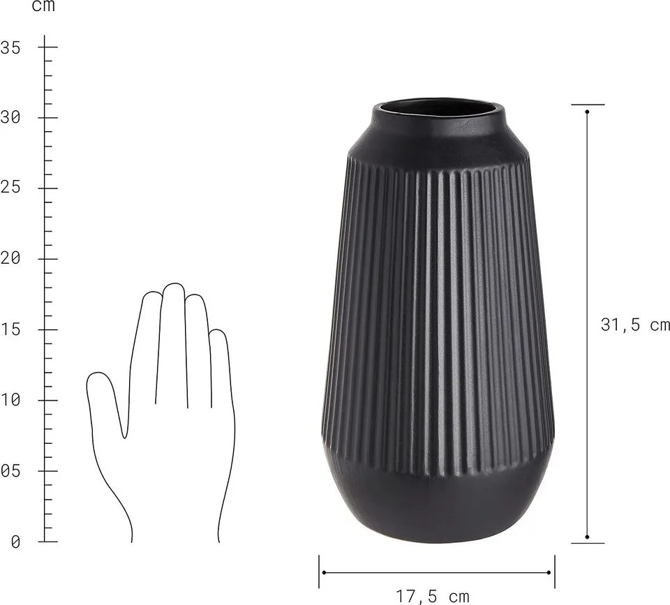 FINJA kerámia váza, fekete 31,5cm