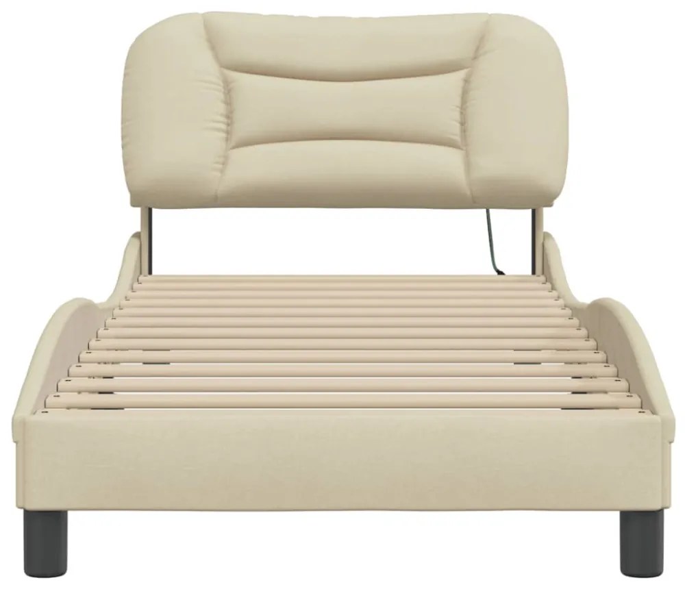 krém szövet ágykeret LED-ekkel matrac nélkül Hvar 90x190 cm