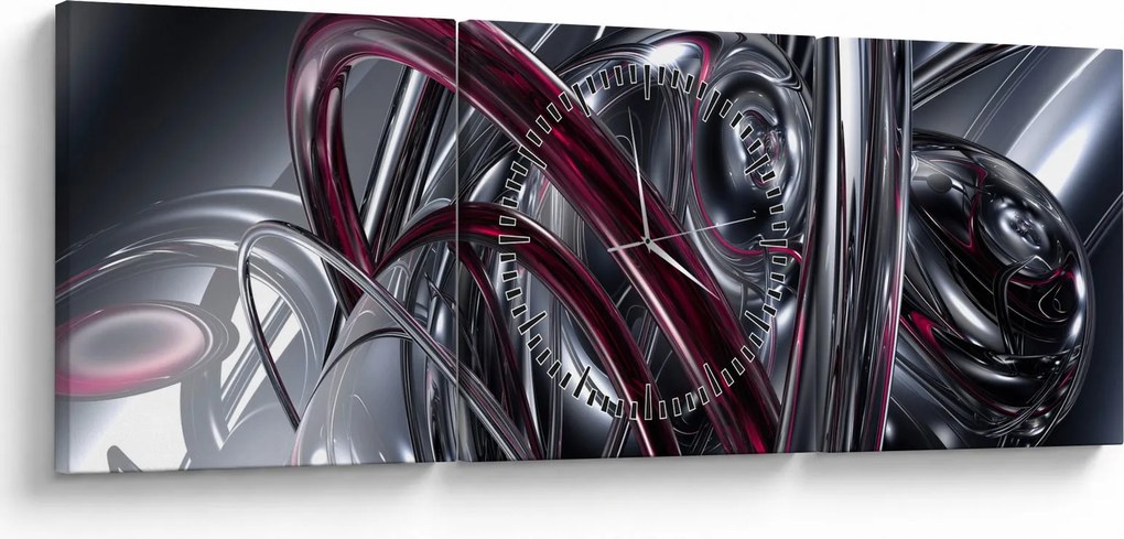 Szürke absztrakció kép (órával) (90x30 cm)