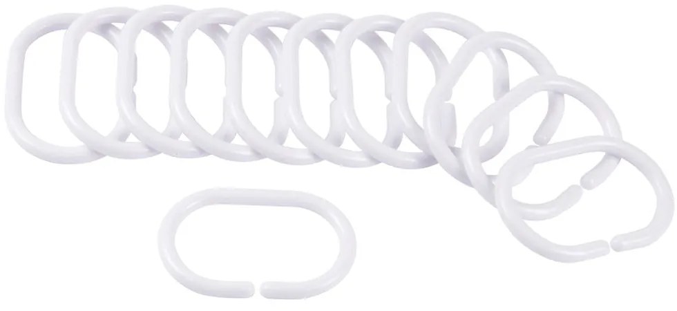 Fehér zuhanyfüggöny akasztó szett 12 db-os 4 cm Vitamine – douceur d'intérieur