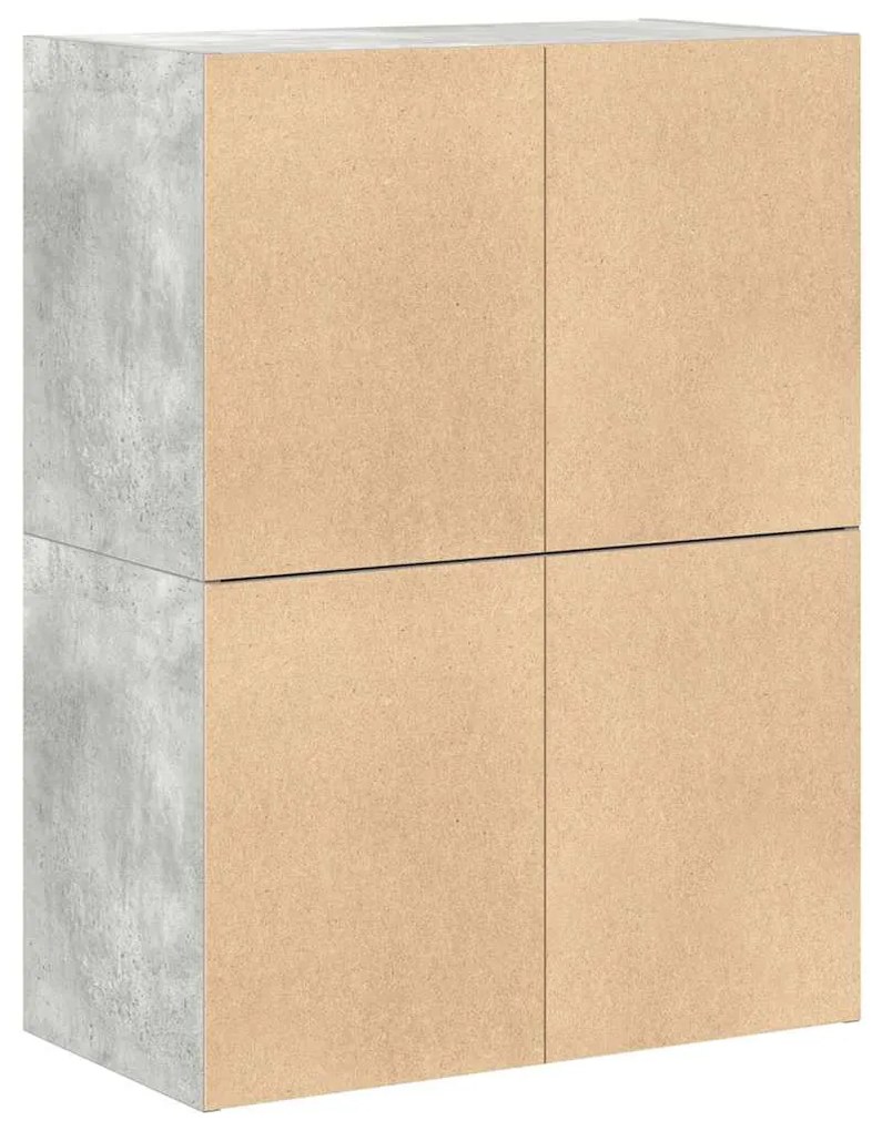 szekrények 2 fiókkal 2 db betonszürke 60x31x40 cm gépelt fa