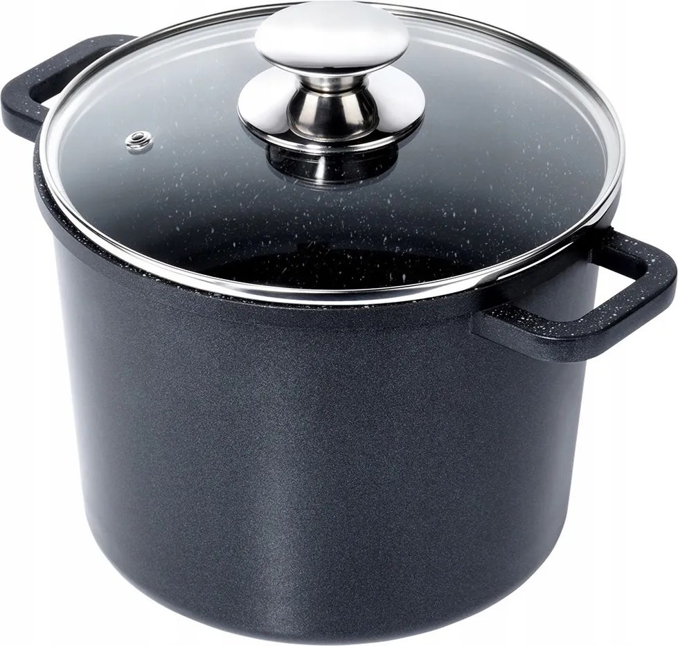 Gránit fazék magas üveg fedővel pároláshoz 4,2L