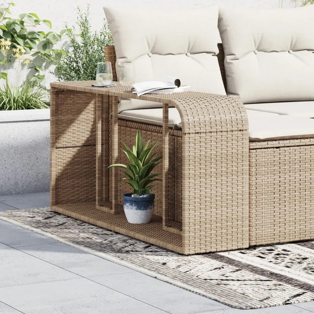 2 db bézs polyrattan tárolópolc