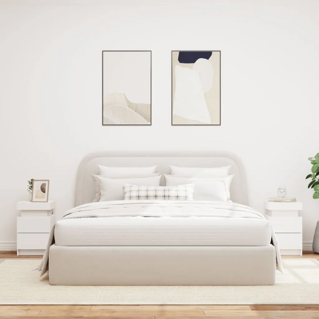 2 db fehér éjjeliszekrény LED-világítással 35 x 39 x 55 cm