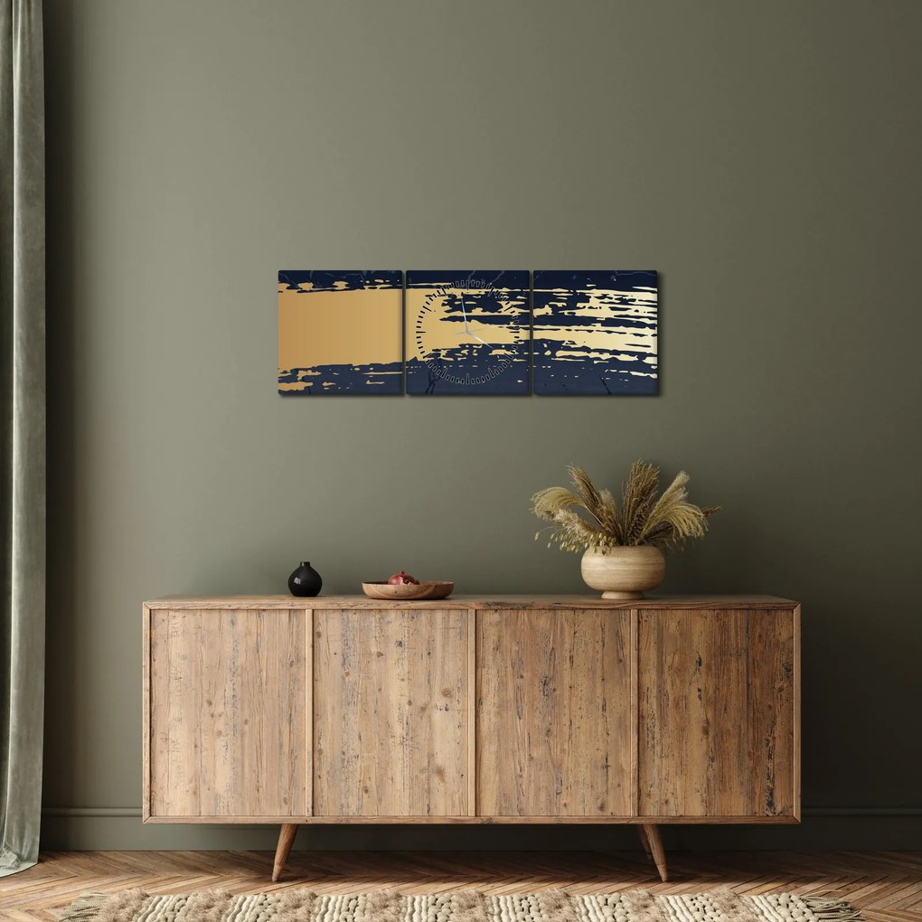 Kép - Kék és arany absztrakció N⁰2 (órával) (90x30 cm)