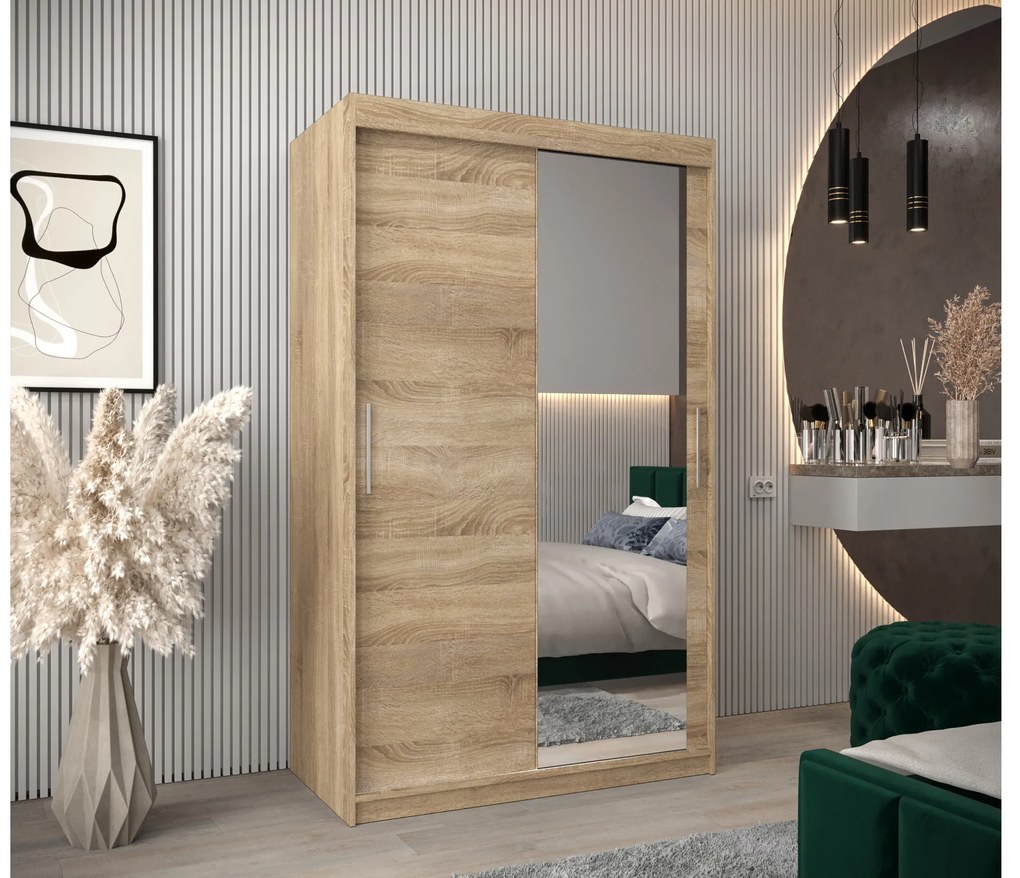 Ruhásszekrény 120 cm Toki 2 (szonoma tölgy + matt fekete). 1064983