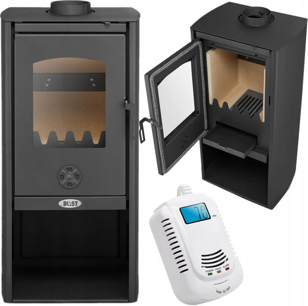 Kályha kandalló kecske modern acél 8,7KW 87m2-ig fa brikett szén