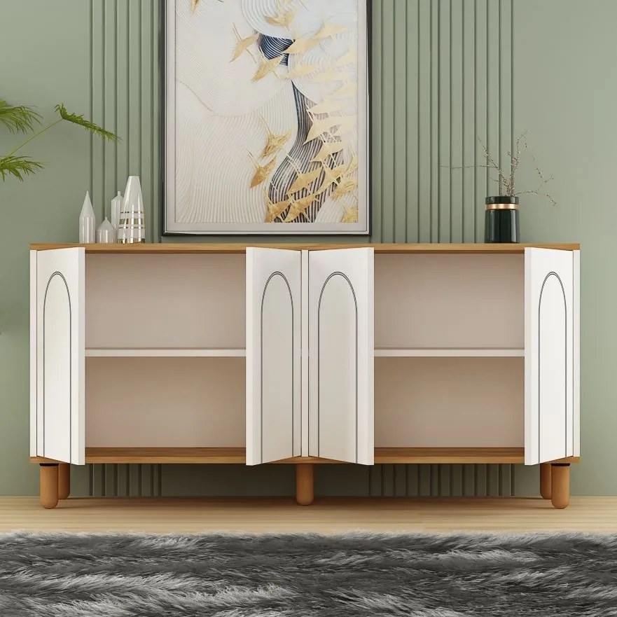 Fayron komód, zafír tölgy-fehér, 150 cm