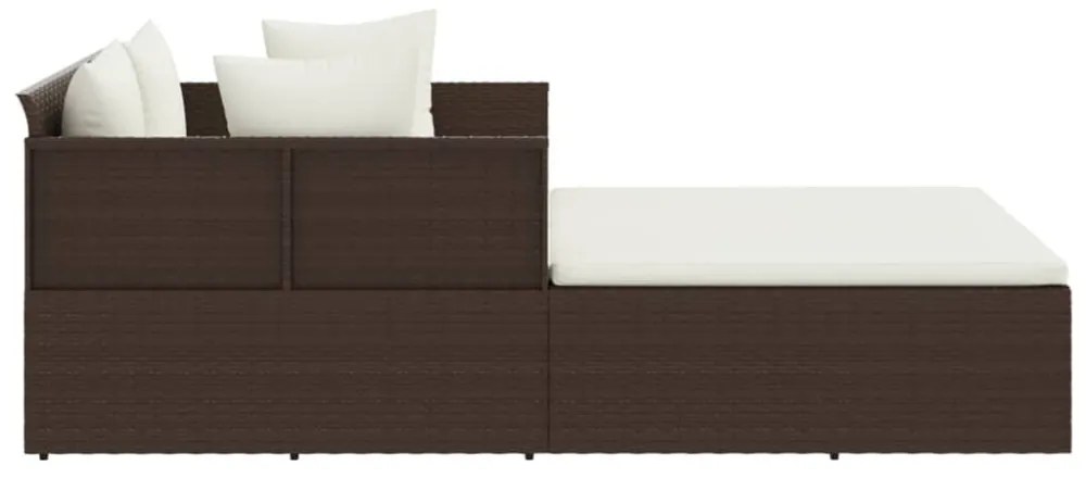 barna polyrattan napozóágy párnával 182 x 118 x 63 cm