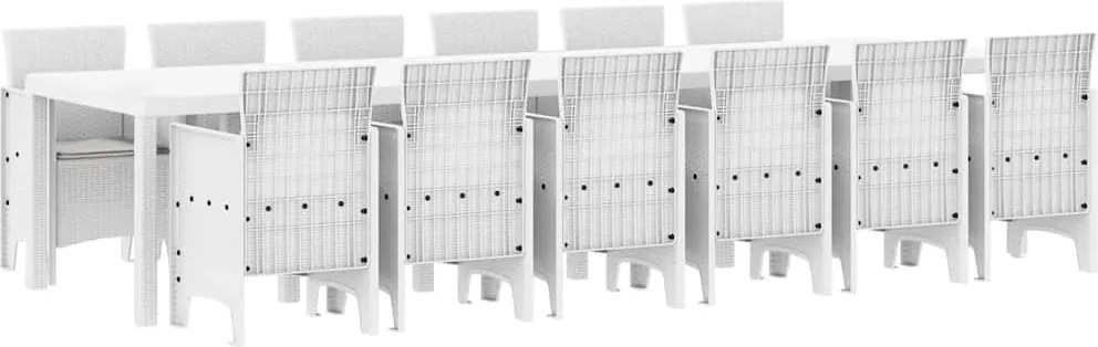 vidaXL Kert étkező szett 13 pcs Fehér Polt rattan