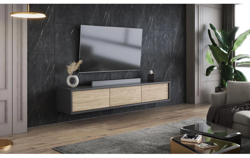 TV asztal Fiora 38 (antracit + olajozott tölgy). 1066461