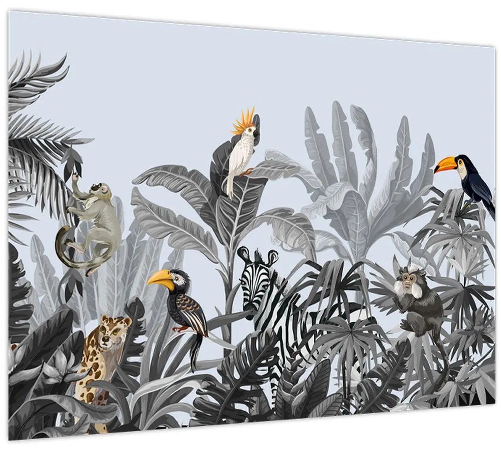 Kép - Illusztrált dzsungel (70x50 cm)