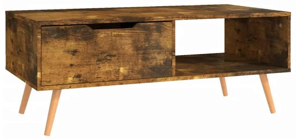 Füstös tölgy színű szerelt fa dohányzóasztal 100 x 49,5 x 43 cm