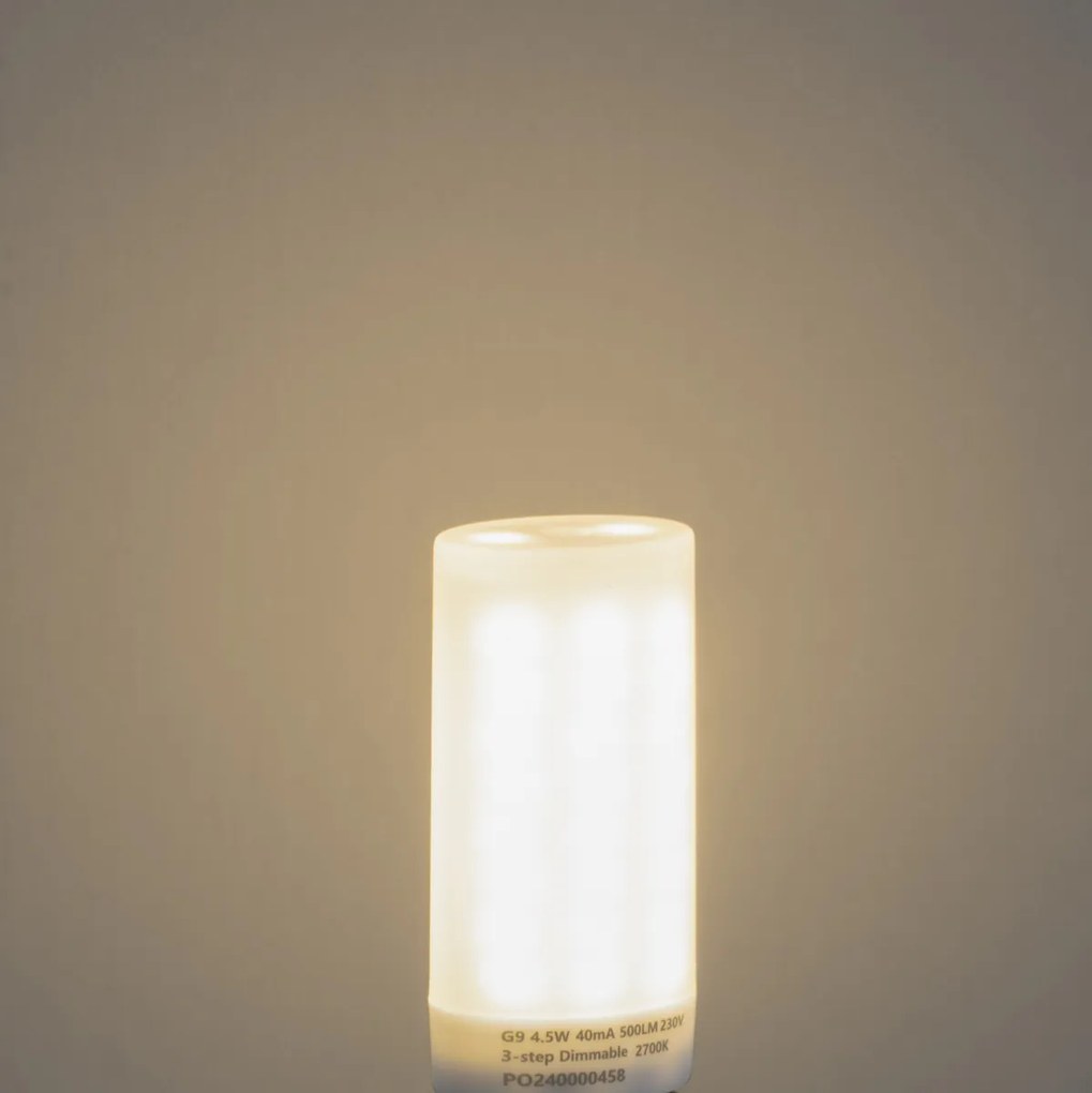 5 darabos G9 3 fokozatban dimmelhető opál LED izzó 4,5W 500 lm 2700K