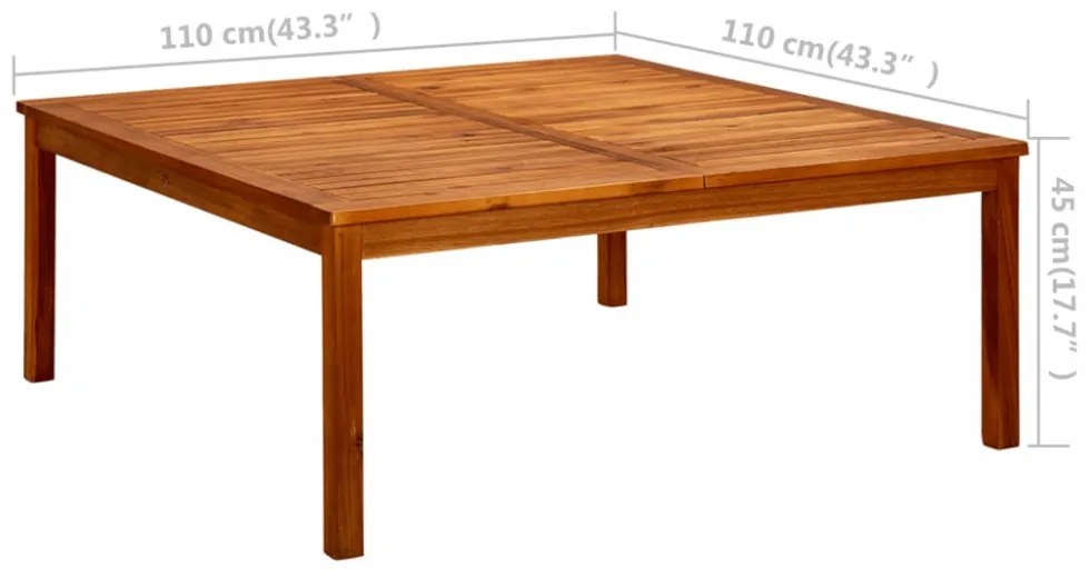 tömör akácfa kerti dohányzóasztal 110 x 110 x 45 cm