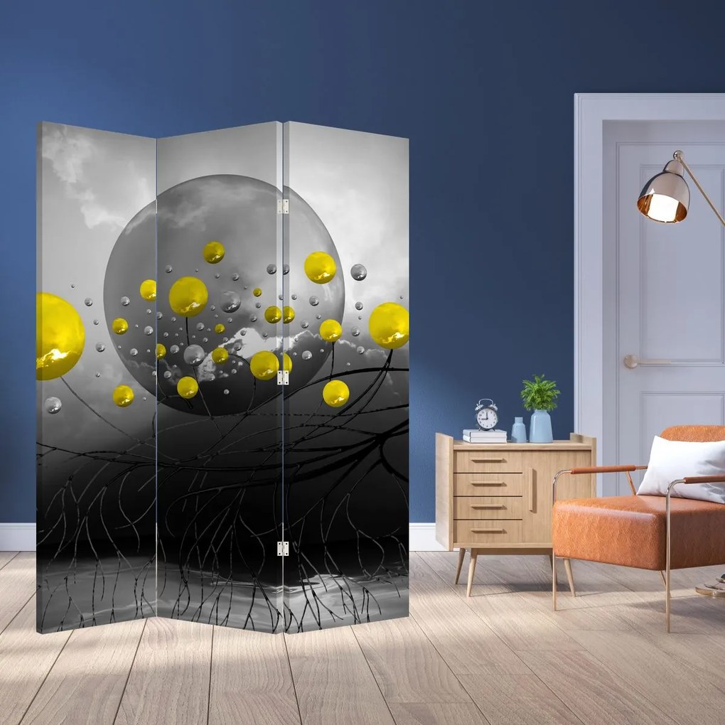 Paraván - Sárga absztrakt gömbök (126x170 cm)