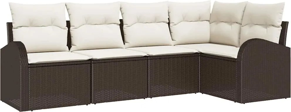 vidaXL Kanapé Szett párnával 5 pcs Barna Poliészter