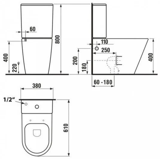 Paulo rimless WC kombi alsó/hátsó kifolyással soft close ülőkével