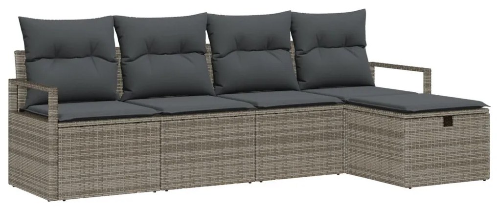 Kerti Kanapé Szett 5 pcs Szürke 230 x 117 x 85 cm Poli rattan