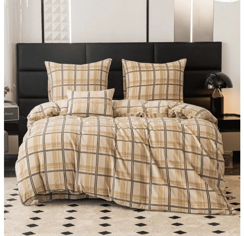 Mikroplüss ágynemű PLAID krém Ágyneműhuzat mérete: 2 ks 70 x 90 cm | 200 x 220 cm
