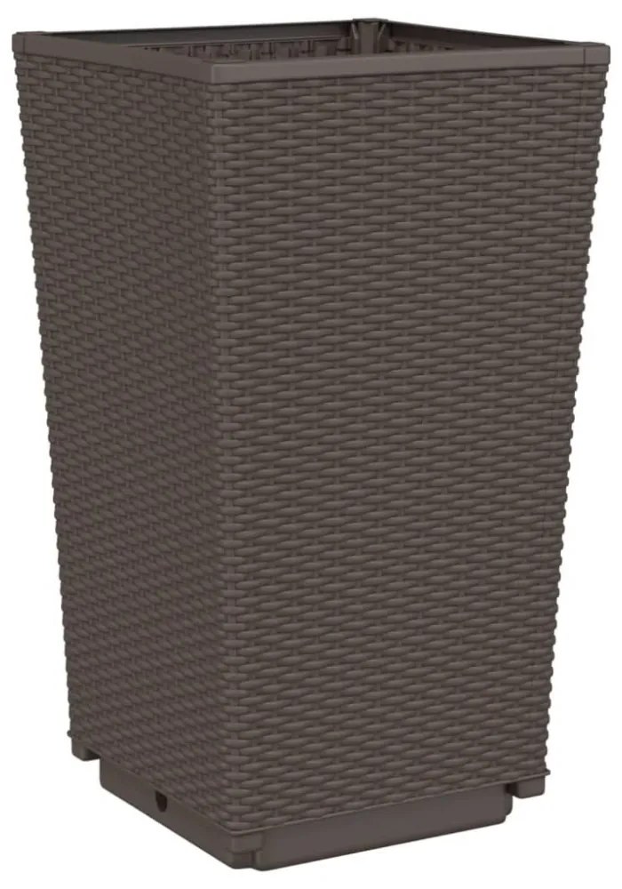 4 db barna polipropilén kerti ültetőláda 32,5 x 32,5 x 57 cm