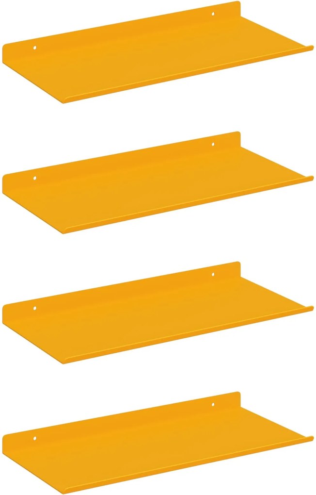 vidaXL Lebegő polc 4 pcs Mustár sárga 40 x 18 x 2,5 cm Acél