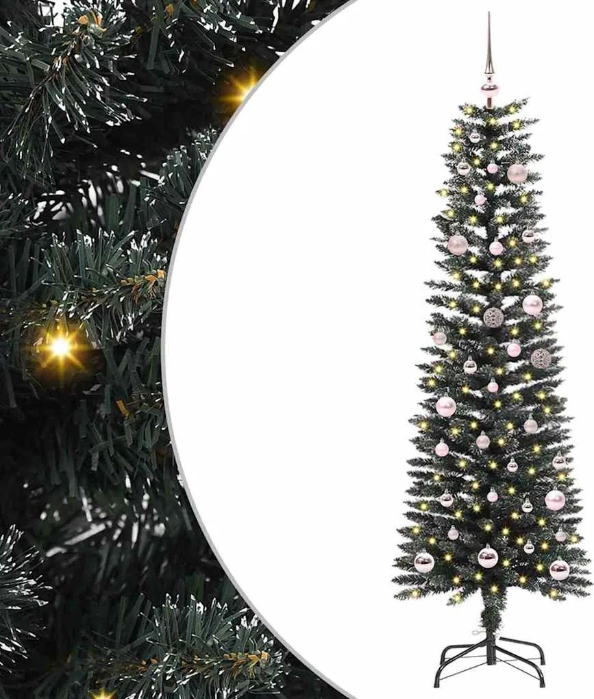 vidaXL Mű karácsonyfa 150 LED-del Zöld 150 cm PVC és Műanyag és Acél