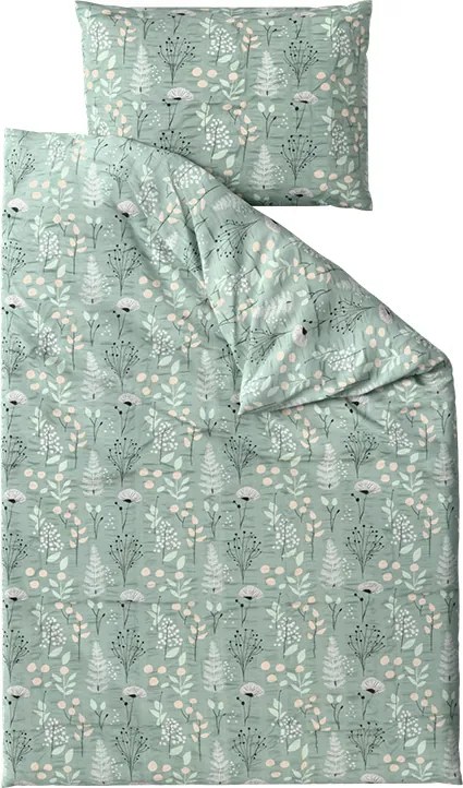 Krepp ágynemű WILD FLOWERS mentás Ágyneműhuzat mérete: 70 x 90 cm | 140 x 200 cm