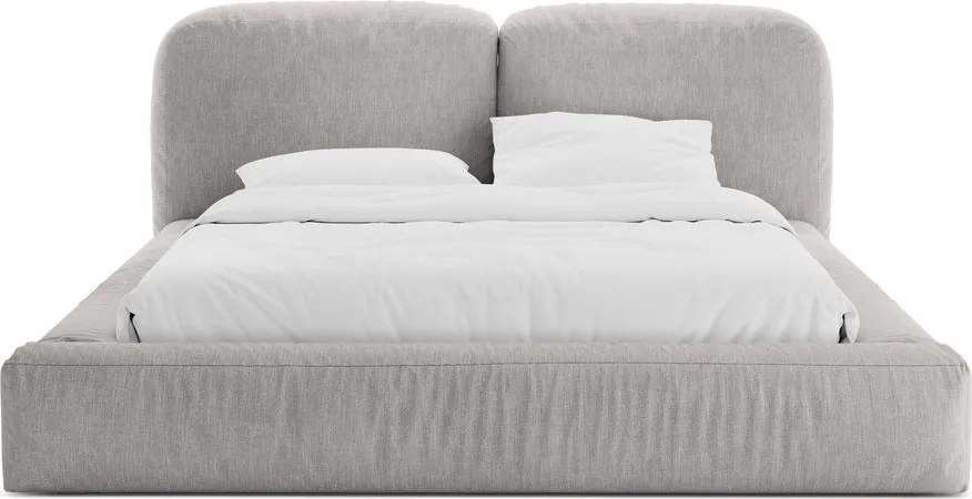 Világosszürke kárpitozott ágyneműtartós franciaágy ágyráccsal 180x200 cm Martina – Micadoni