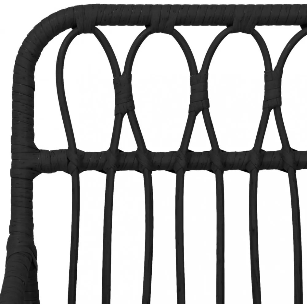 3 részes fekete polirattan kerti étkezőgarnitúra