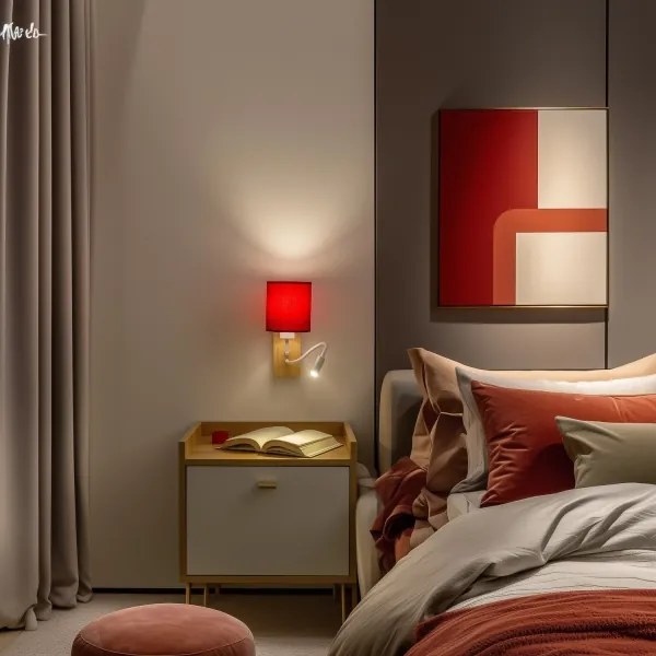 Brilagi - LED Fali lámpa NUBILA WOOD 1xE27/25W/230V + LED/3W tölgy/piros