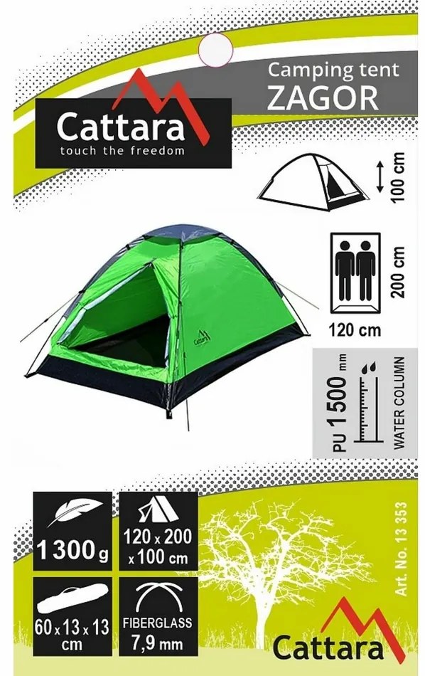 Cattara Zagor sátor 2 személyre 200 x 120 x 100 cm