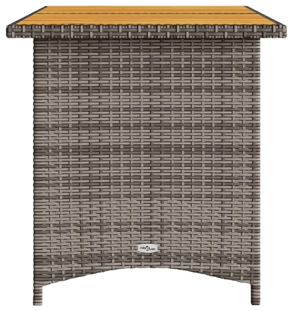 szürke polyrattan falapos kerti asztal 110x68x70 cm