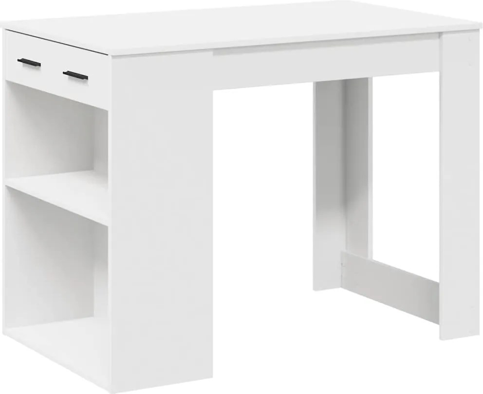 vidaXL íróasztal fiókkal és polccal fehér 102x62x77,5 cm gépelt fa