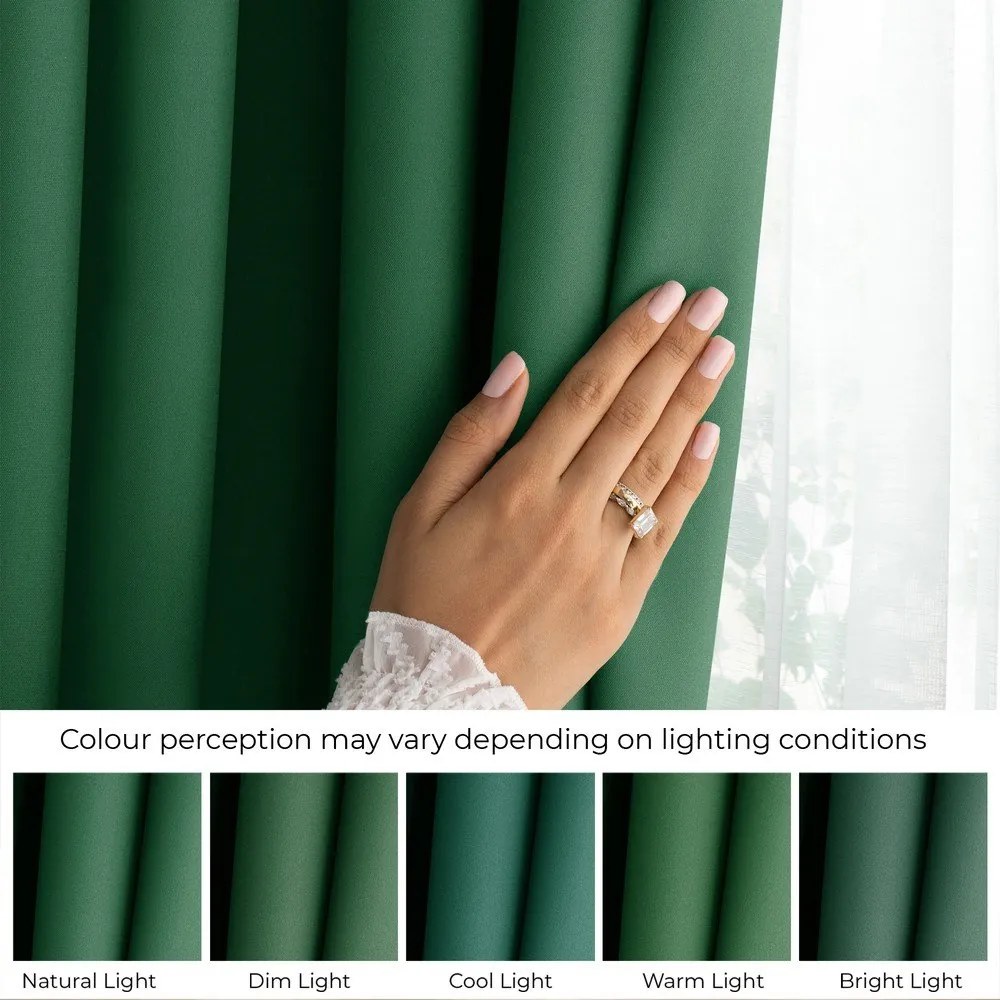 Sötétzöld dimout (részleges sötétítő) függöny 140x250 cm Carli Tie – Restilo