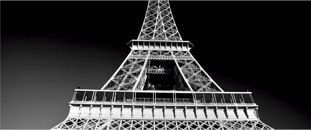 Kép - Eiffel-torony, fekete-fehér (120x50 cm)